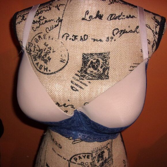 Youmita 40DDD Tan w/Blue Floral Lace Bra NWT - Picture 1 of 12